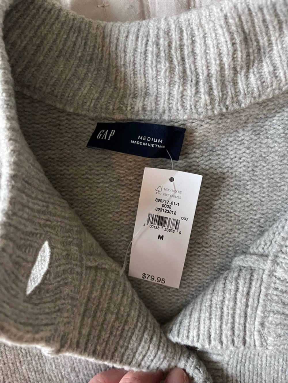 GAP Heather Light Gray Button Cardigan - Picture 2 of 3